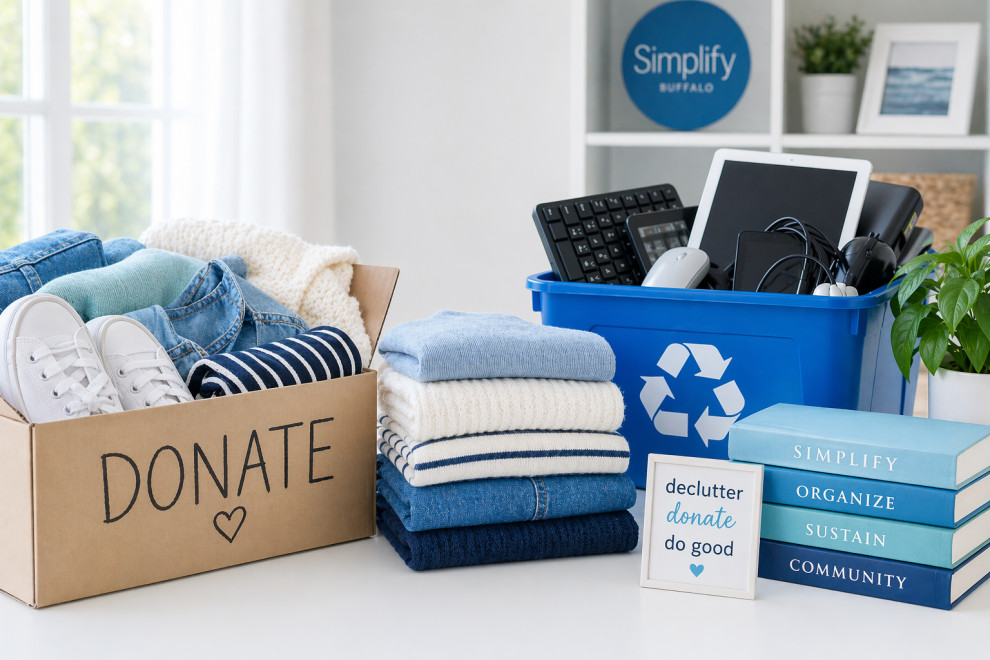 Items ready for donation and recycling drop offs