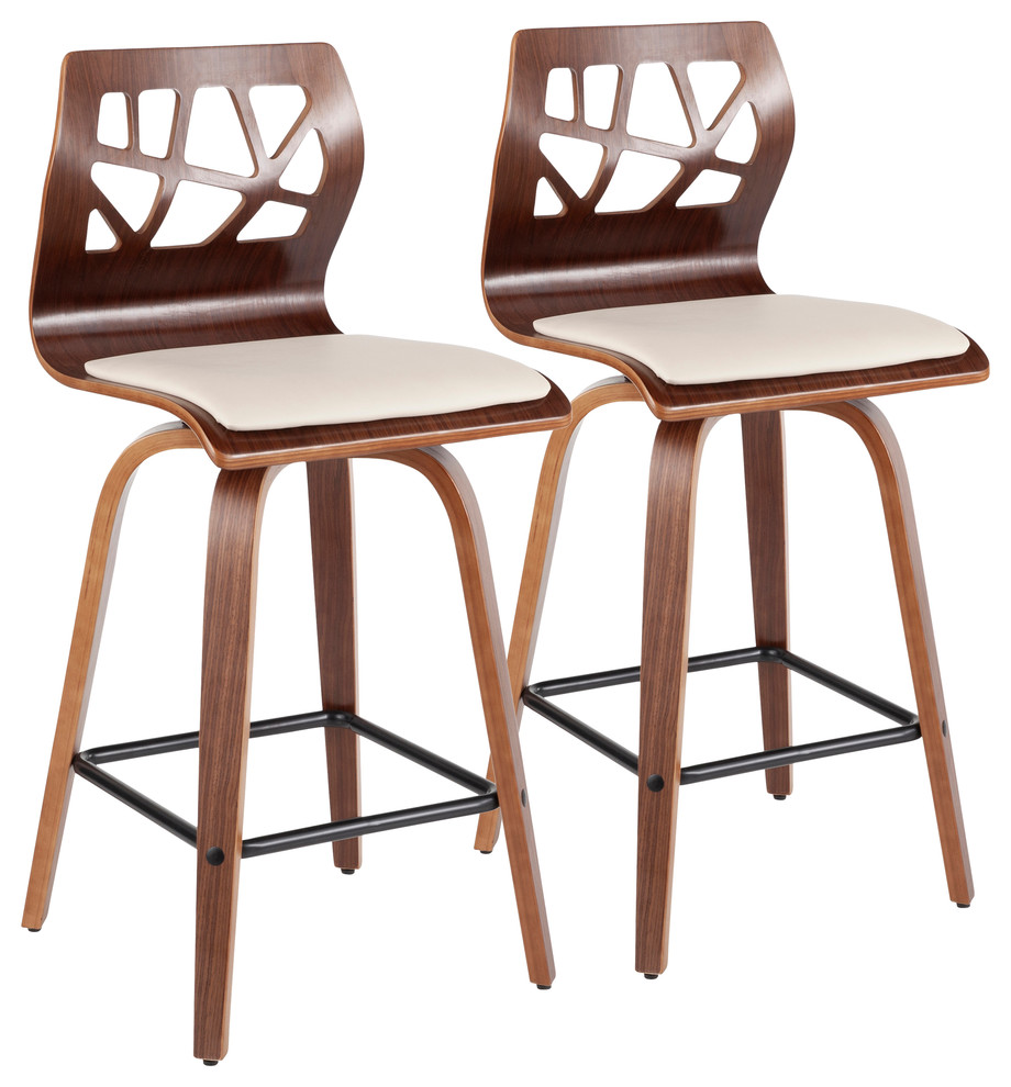 Folia Counter Stool, Set of 2, Cream Pu