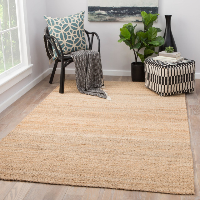 Jaipur Living Hutton Natural Solid Beige Area Rug Beach Style Area