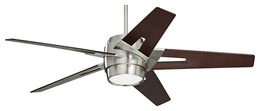 Contemporary 54&quot; Emerson Luxe Eco Steel and Mahogany Ceiling Fan