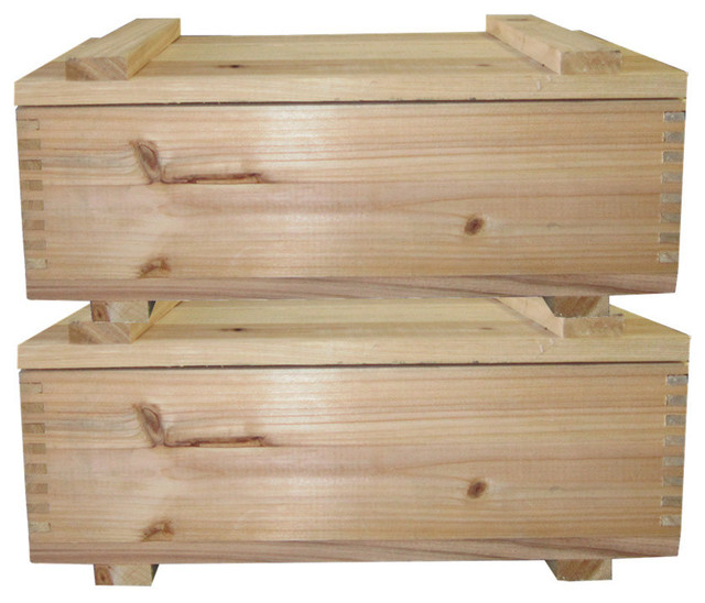 Timber Valley Cedar Storage Box With Lid, Set of 2 Rustic Storage