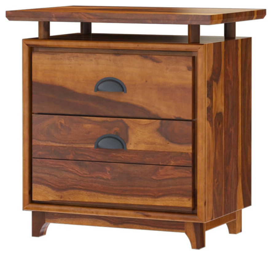 Hondah Rustic Solid Wood 2 Drawer File Cabinet Transitional