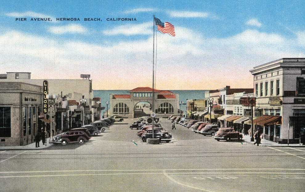 Hermosa Beach 1950 California Vintage Poster Print Retro Travel Seaside Decor