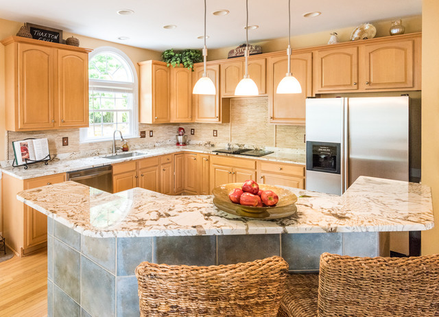 Copenhagen Granite Kitchen Countertops And Island Traditional