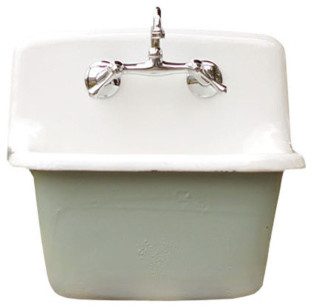 Deep Utility Sink Antique Style Cast Iron Porcelain Farm Sink Set Green Blue