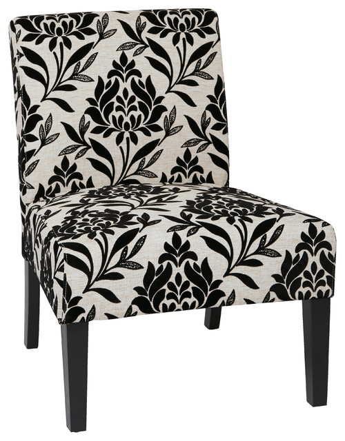 Featured image of post Black And White Floral Accent Chair / Black wooden legs and brown satin fabric.