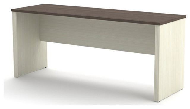 Pemberly Row Contemporary Desk Shell in White Chocolate and Antigua