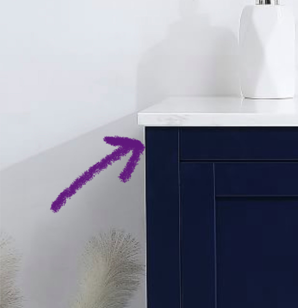 What do you do with vanity overhang against wall?
