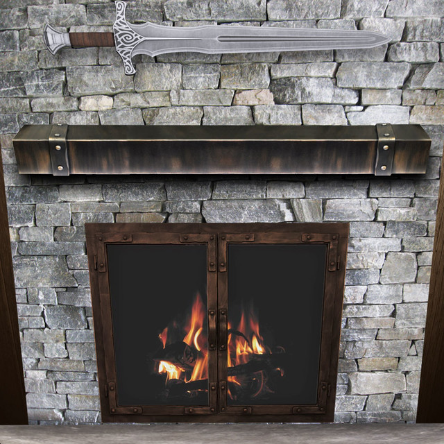 houzz fireplace shelves