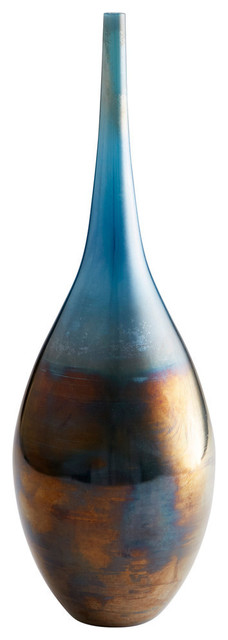 Cyan Large Ariel Vase 09650, Iridescent Sunset