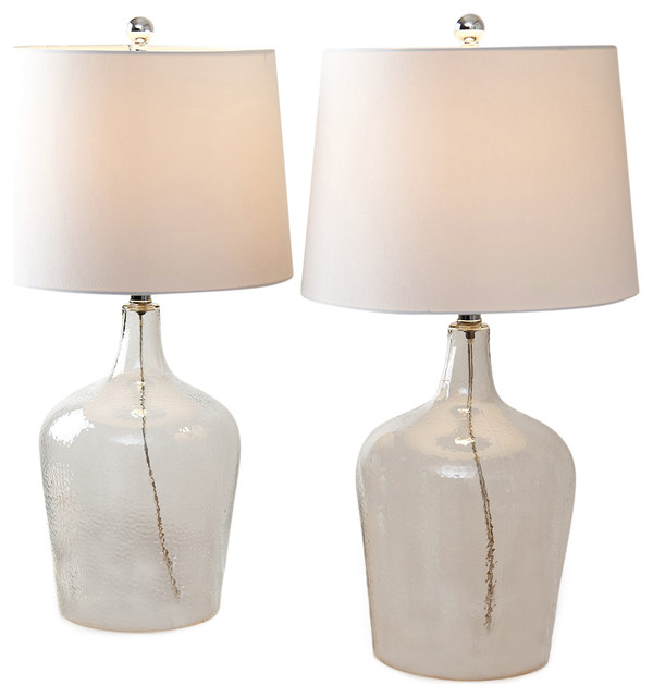 Abbyson Living Cantra Glass Table Lamps Set Of 2 Clear