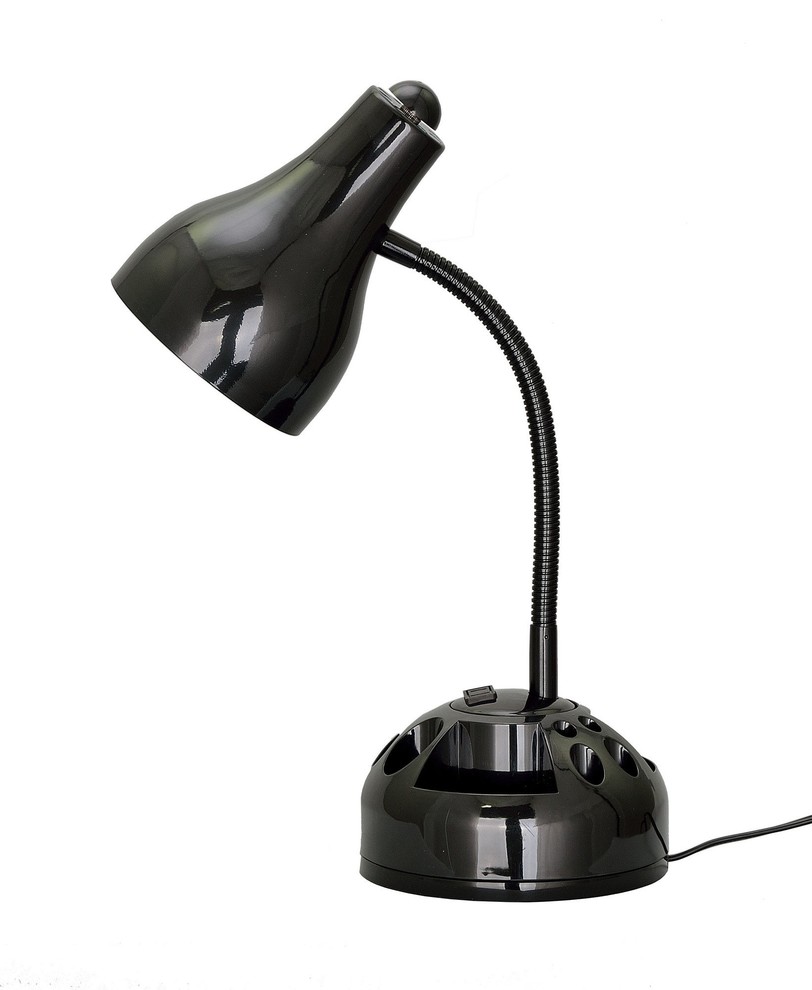 40041, 1-Light Organizer Desk Lamp, Black, 19" High