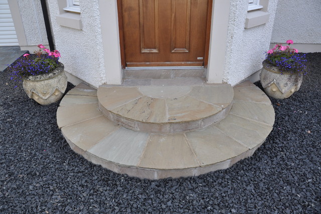 Front Door Step Created From Fairstone Riven Golden Sand Two