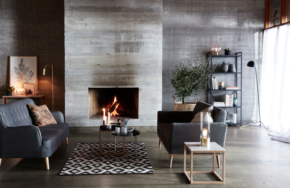 Design ideas for an industrial living room in Esbjerg.