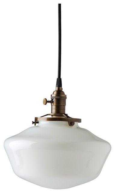 10 White Milk Glass Globe Schoolhouse Pendant Light Fixture