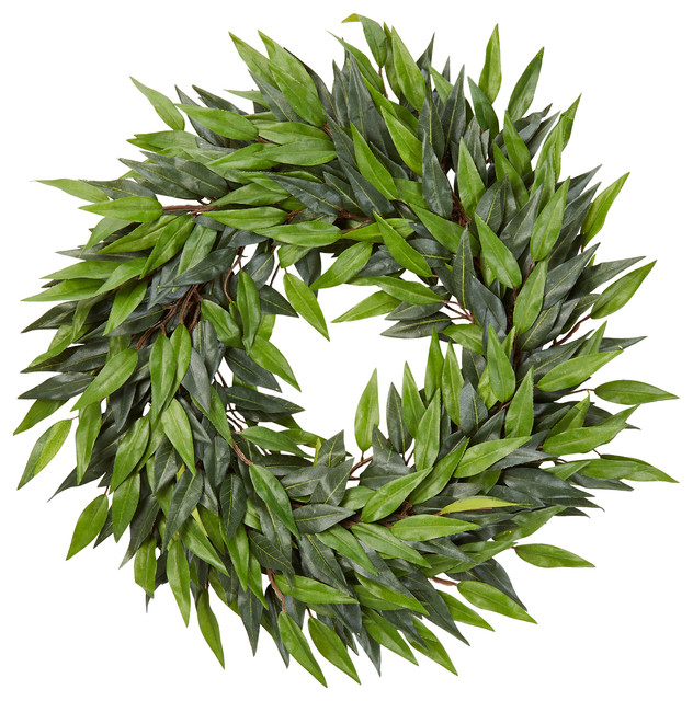 Pure Garden 18" Indoor Artificial Microphylla Leaf Wreath