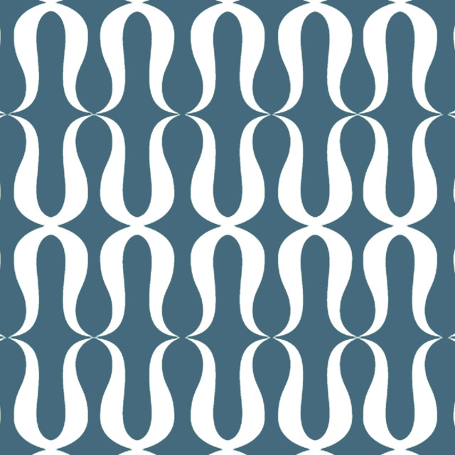 Tilez Peel & Stick Wallpaper Squares - Retro Loops, Inky Blue, 12"x12" 5-Pack