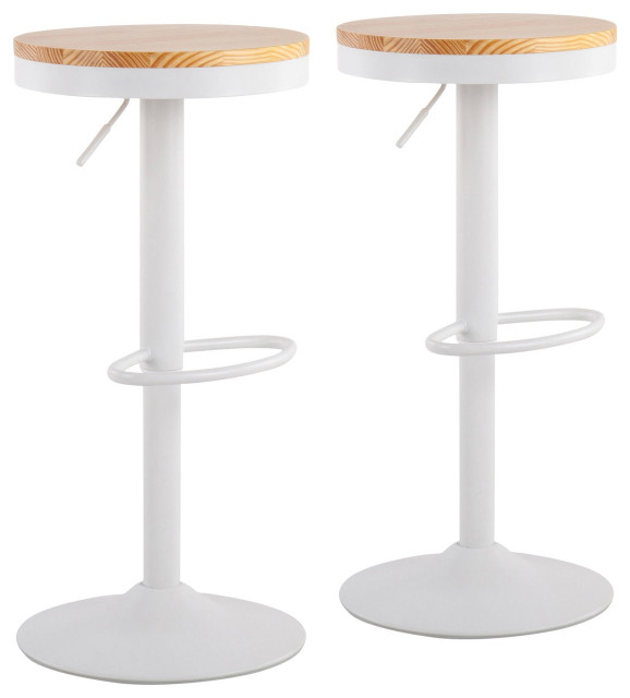 Dakota Barstool, Set of 2, Natural Wood Contemporary Bar Stools And