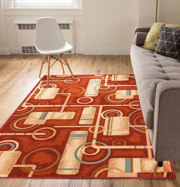 Well Woven Madison Prescott Red Contemporary 5 X 7 Area Rug Well Woven Madison Prescott Red