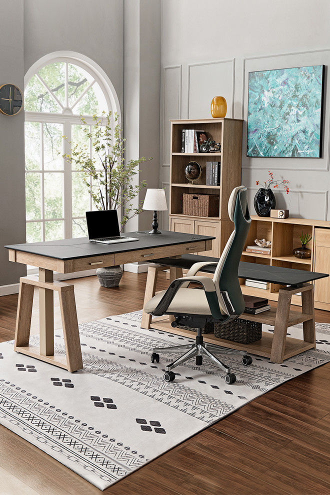 Inspiration for a large modern freestanding desk home studio remodel in Los Angeles