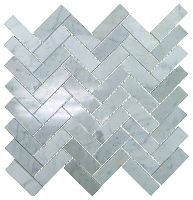 Polished Marble Herringbone Mosaic Tile 12 X13 Contemporary Polished Marble Herringbone Mosaic Tile 12 X13 Bianco Carrara White