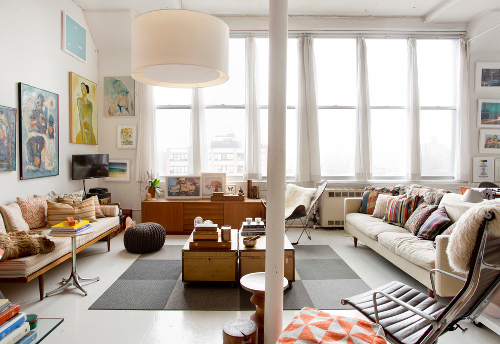 My Houzz: Walls of Art and Glass in a Brooklyn Loft - Eclectic - Living