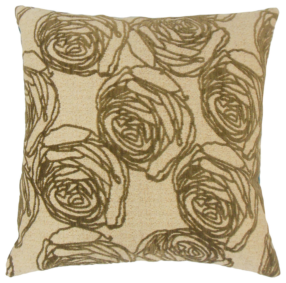 The Pillow Collection Set of 2 18 x 18 Down Filled Natashaly Damask Throw Pillows 2 Piece Domino 