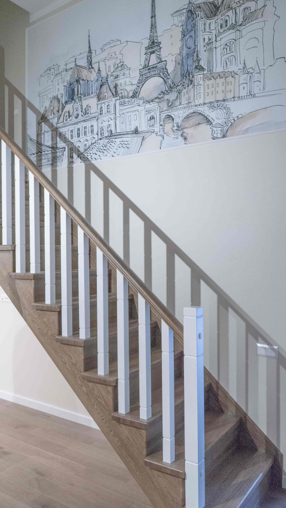 Проект 1 - Отделка бетонной лестницы массивом ясеня в частном доме в Москвее