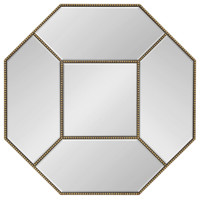 Wentworth Decorative Beaded Gold Leaf Octagon Wall Mirror Gold