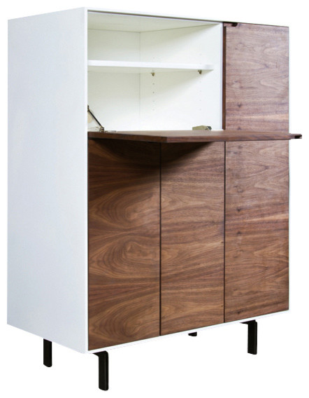 Sasha Walnut and Lacquer Cabinet, White, Small