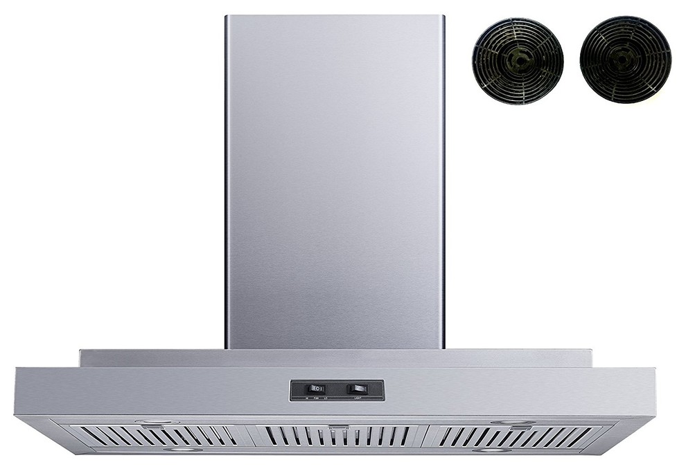 Winflo Convertible Island Range Hood, Charcoal Filters, 36