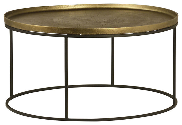 black and brass coffee table