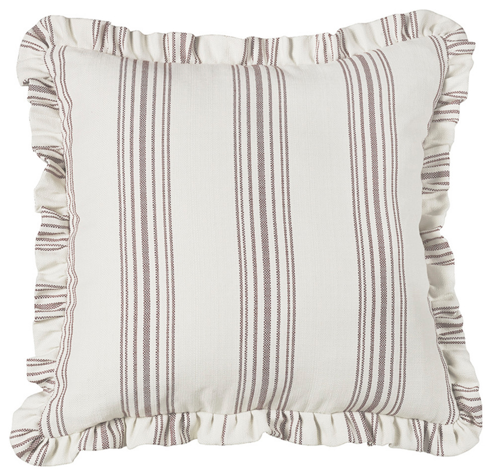 Hi End Accent Striped Euro Sham With Ruffle, 27"X27" Taupe
