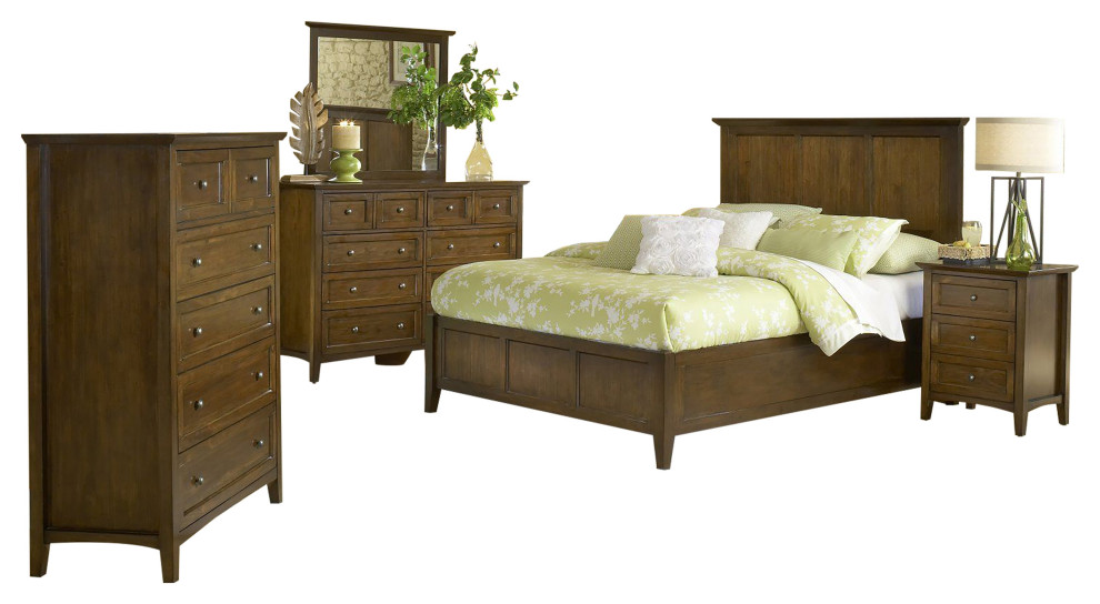 Pantego 5PC Cal King Bed, Nightstand, Dresser, Mirror & Chest Set in