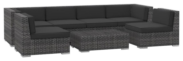 Oahu 7 Piece Outdoor Furniture Set Charcoal