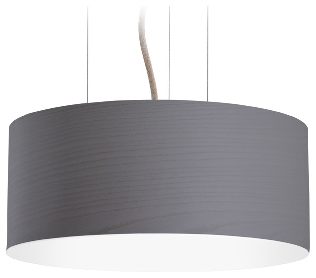 Large Veneli Pendant Light, Dark Grey Ash Veneer
