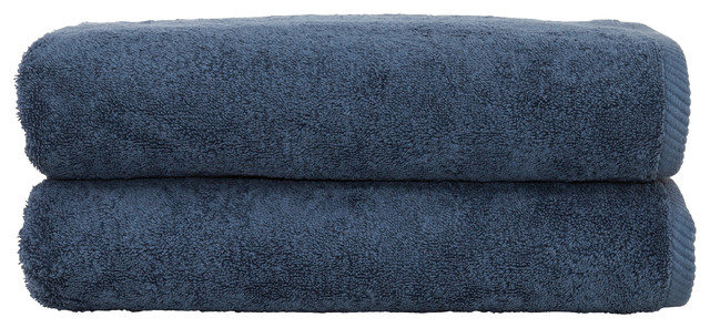 Linum Home Soft Twist Bath Towels, Set of 2, Midnight Blue