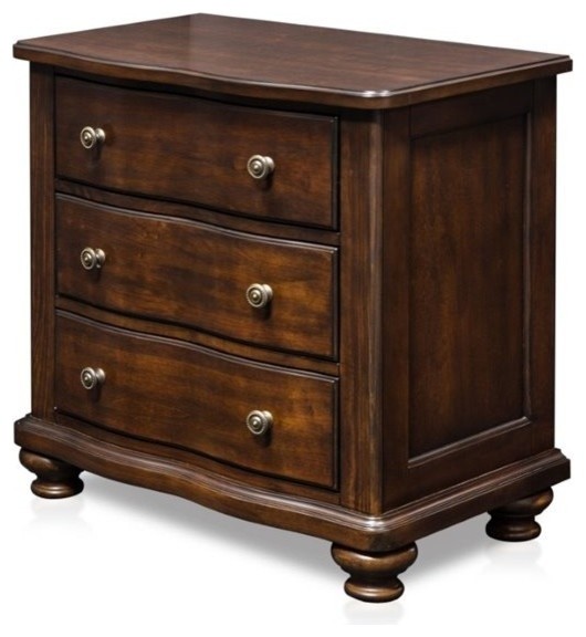 Furniture Of America Marcella 3 Drawer Nightstand In Brown Cherry