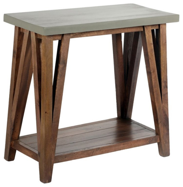 Alaterre Furniture Brookside 30" Wood with ConcreteCoating Console