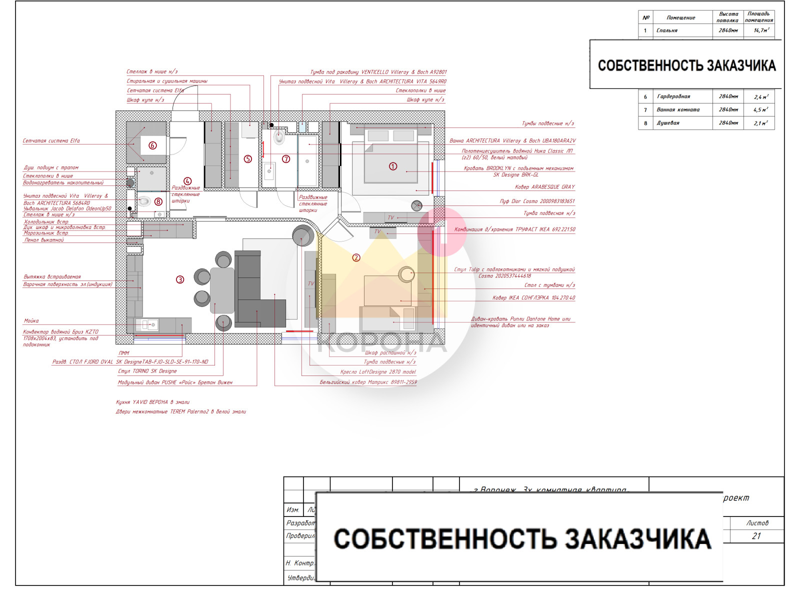 Дизайн-проект квартиры ЖК Солнечный Олимп