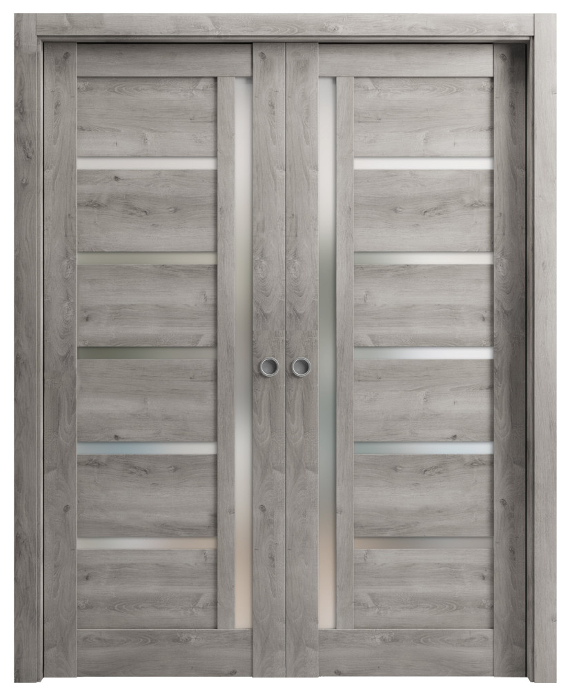 Sliding French Double Pocket Doors Quadro 4088 Nebraska Grey