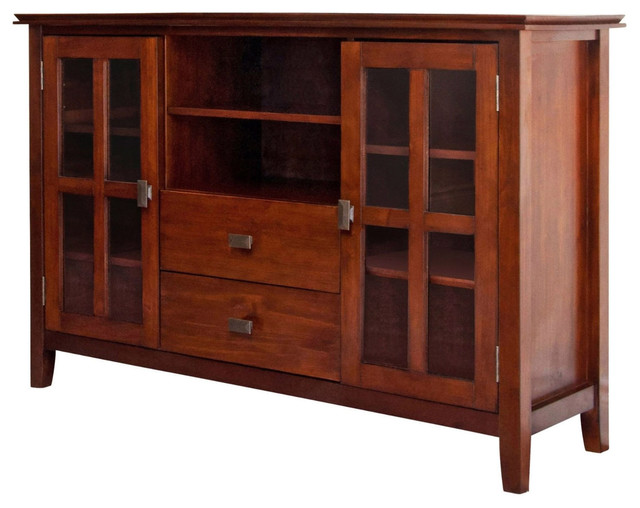 Solid Wood Tall TV Stand, Brown, Medium