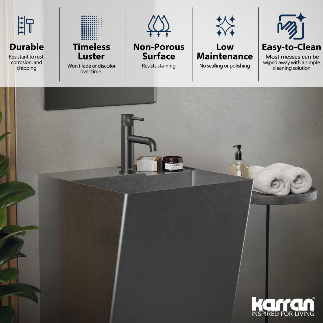 Karran Cinox Stainless Steel Rectangular Pedestal Sink - Contemporary ...