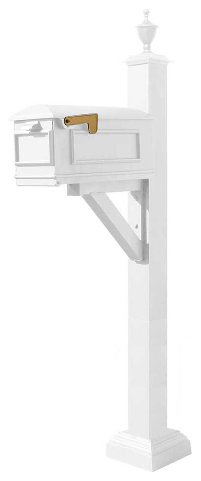 Westhaven System With Lewiston Mailbox, Square Collar, Urn Finial, White
