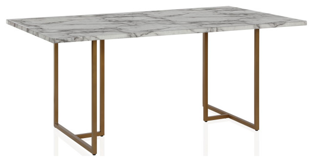 Edith Rectangular Faux Marble Dining Table White And Gold Eclectic Dining Tables By Dorel Living