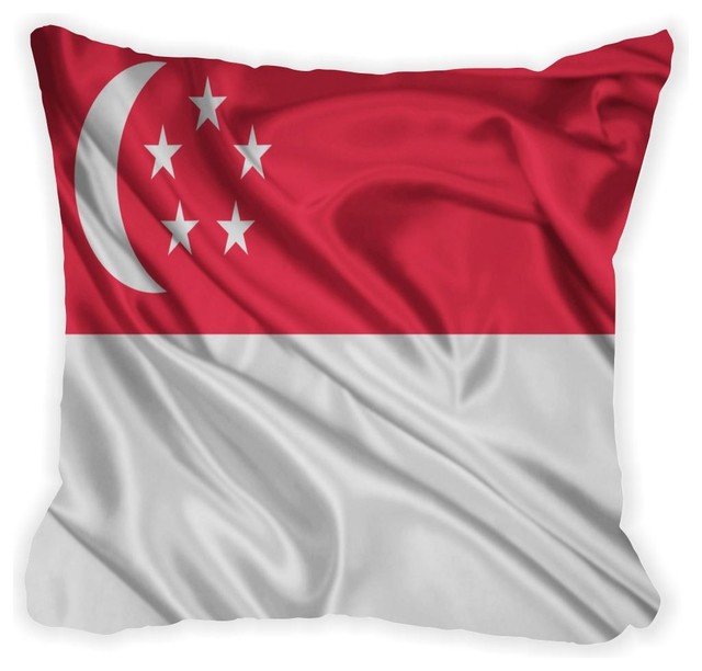 Singapore Flag Microfiber Throw Pillow - Contemporary - Decorative Pillows - by Rikki Knight LLC