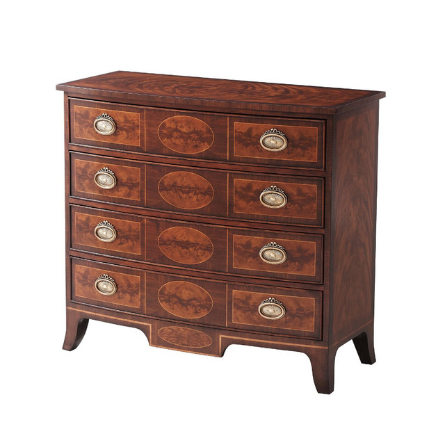 Regency Mahogany Bow Front Chest Of Drawers Transitional
