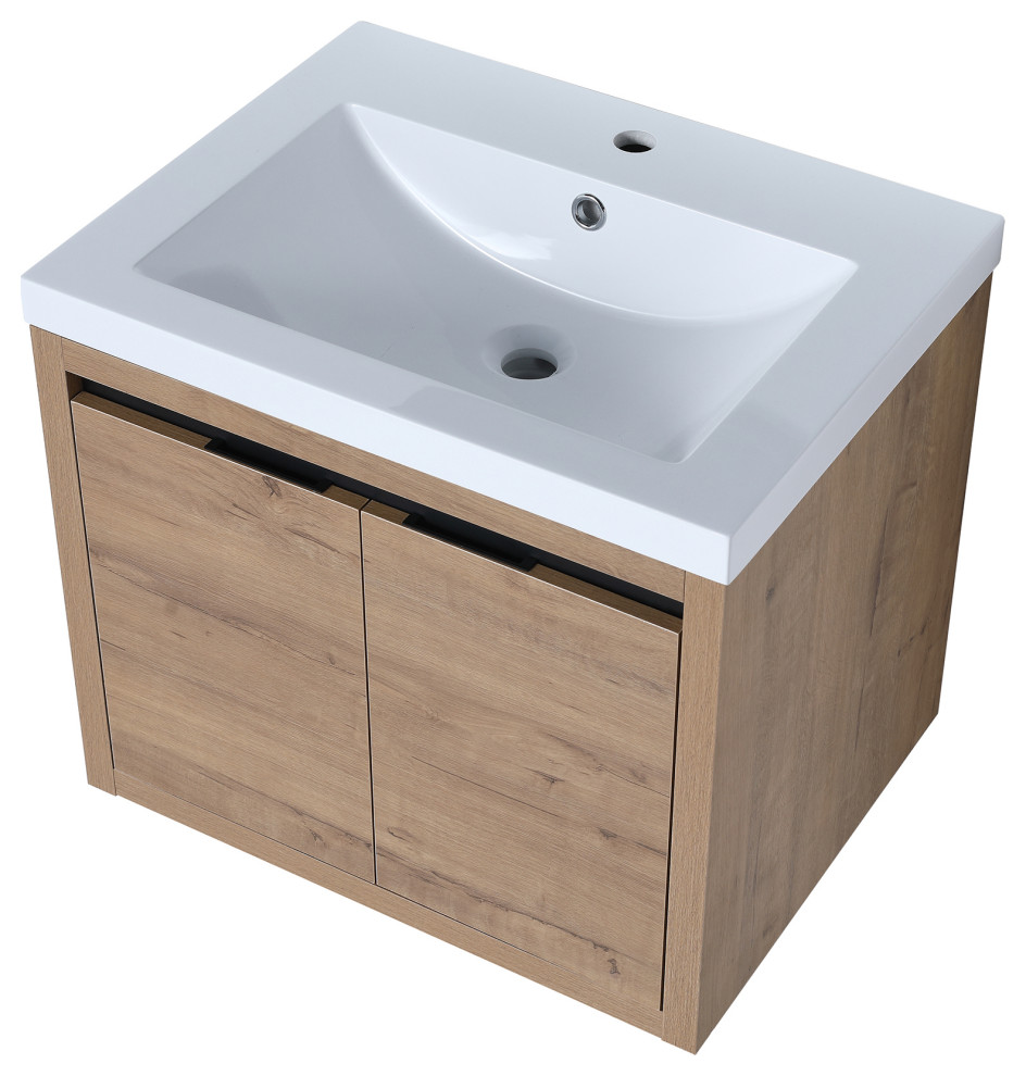 Bathroom Vanity With White Resin Top and Basin, 24x18 Contemporary Bathroom Vanities And