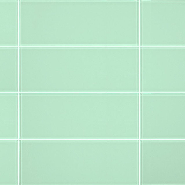 3 X8 Light Green Gl Subway Tiles Set Of 6 Contemporary Wall 3 X8 Light Green Gl Subway Tiles