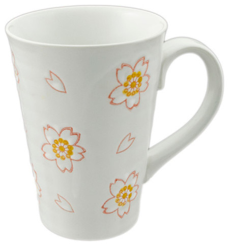 Flowering Porcelain Mug White Peach